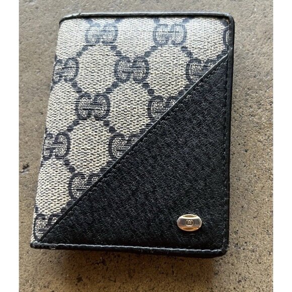 Vintage Authentic Gucci Card Holder Double Pocket Slot Light Weight Wallet - Picture 4 of 16